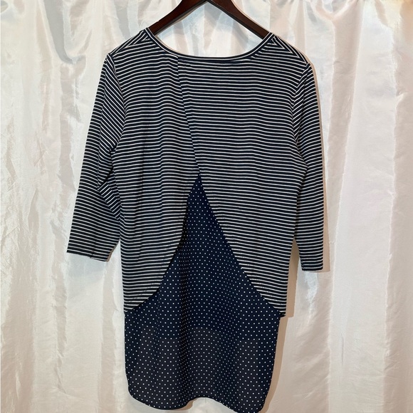 Christopher & Banks Striped Polka Dot Layered Tunic Top | Size Large - Picture 2 of 7
